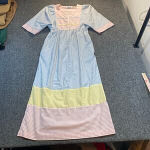 Vintage Saybury Womens Large Easter Pastel Cottagecore Short Sleeve Midi Dress